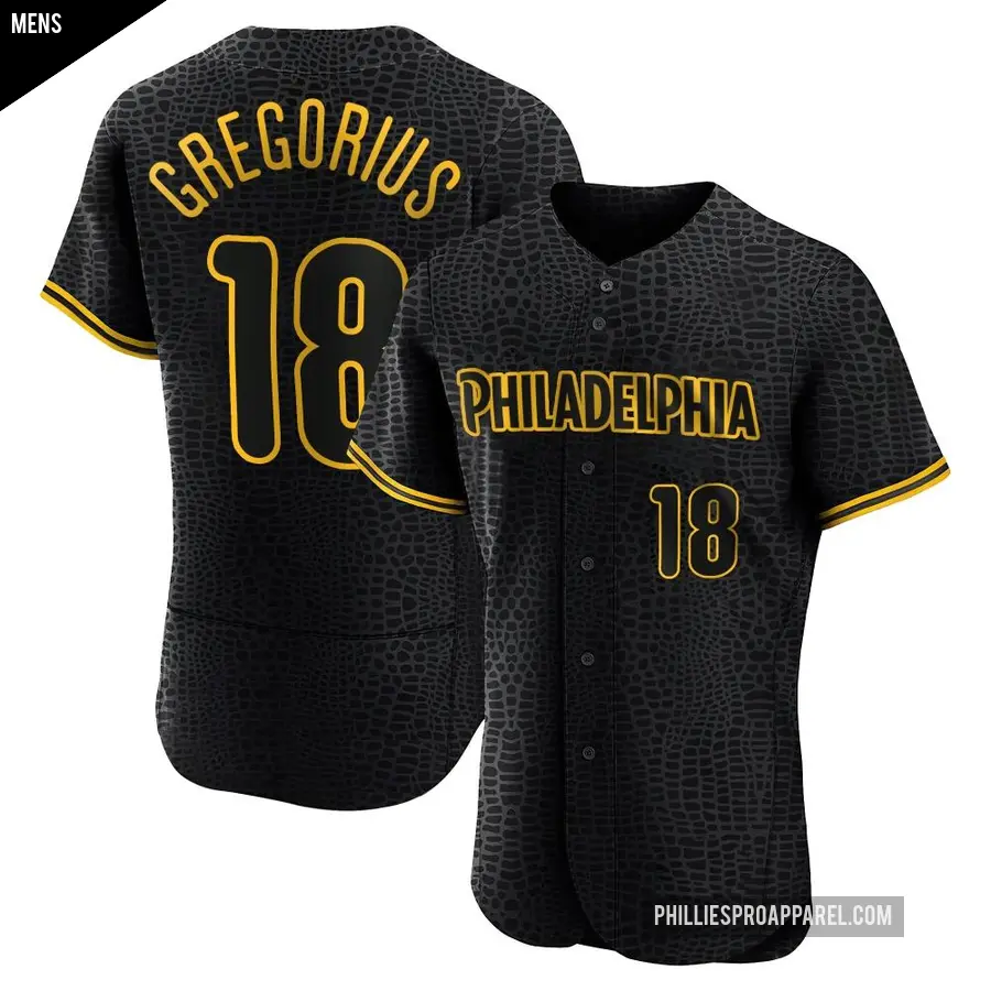 Men's Philadelphia Phillies ＃18 Didi Gregorius Authentic Black Snake Skin City Jersey