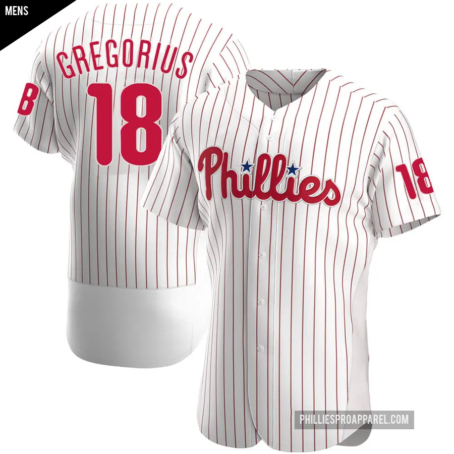 Men's Philadelphia Phillies ＃18 Didi Gregorius Authentic White Home Jersey