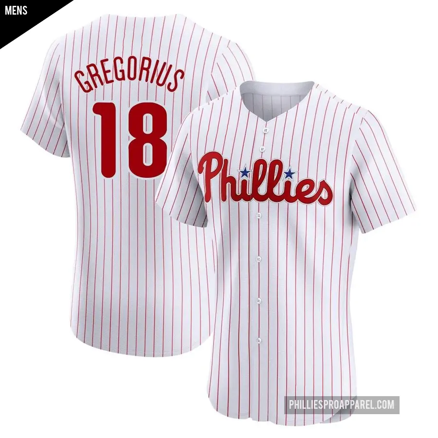 Men's Philadelphia Phillies ＃18 Didi Gregorius Elite White Home Jersey