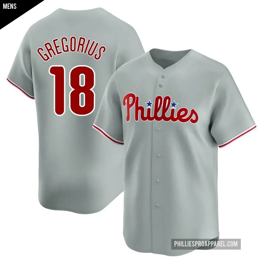 Men's Philadelphia Phillies ＃18 Didi Gregorius Limited Gray Away Jersey