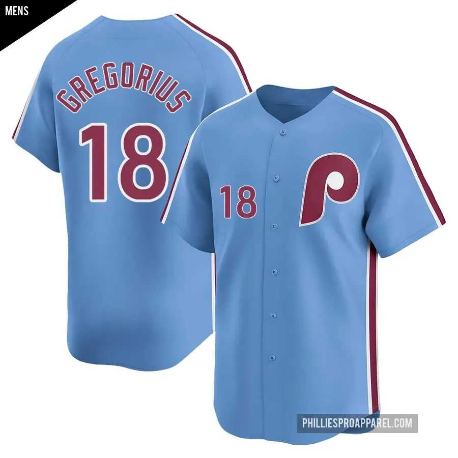 Men's Philadelphia Phillies ＃18 Didi Gregorius Limited Light Blue Alternate Jersey