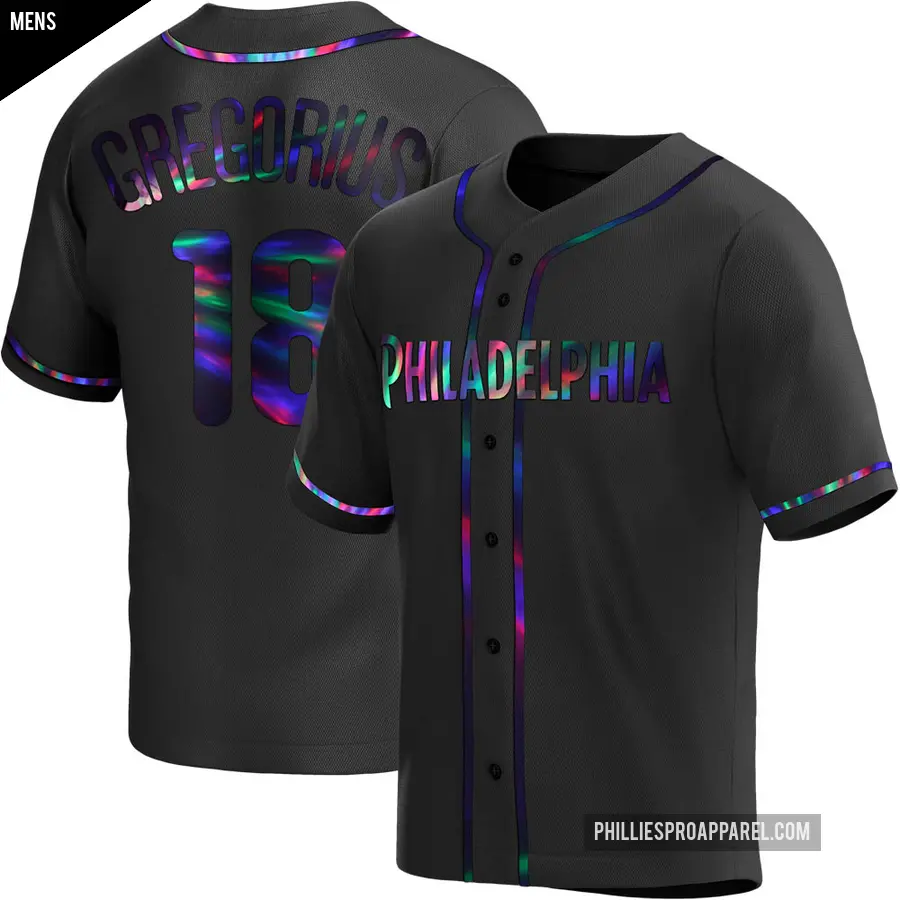 Men's Philadelphia Phillies ＃18 Didi Gregorius Replica Black Holographic Alternate Jersey