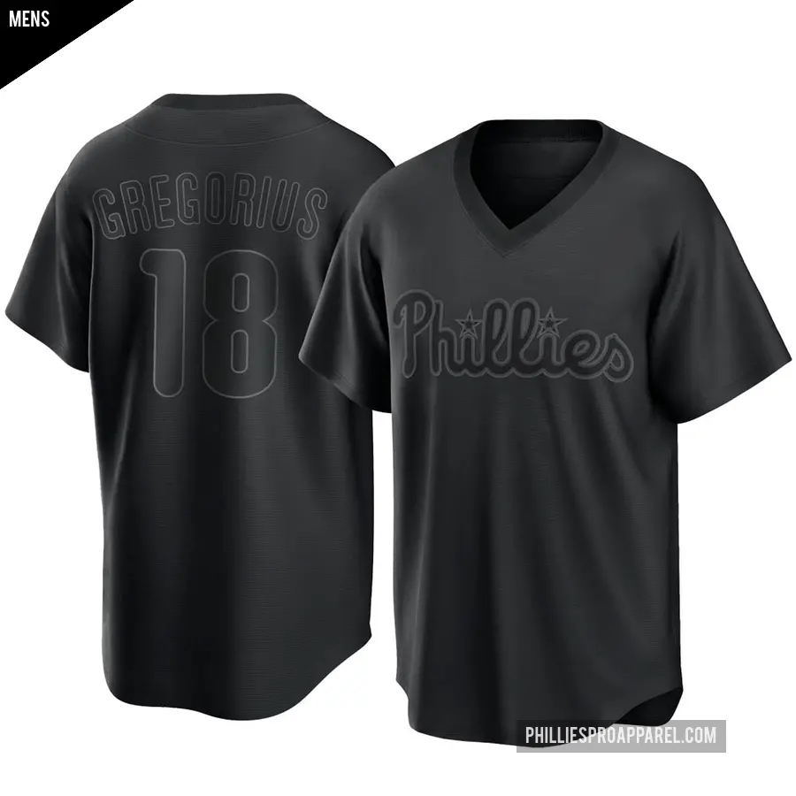 Men's Philadelphia Phillies ＃18 Didi Gregorius Replica Black Pitch Fashion Jersey