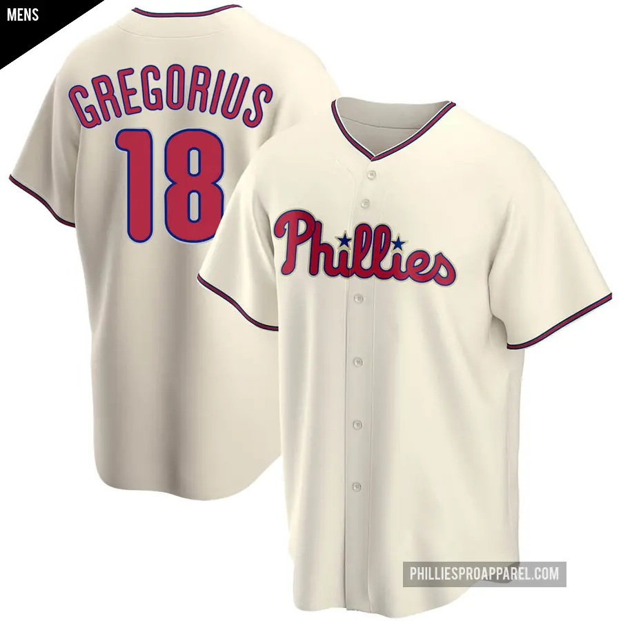 Men's Philadelphia Phillies ＃18 Didi Gregorius Replica Cream Alternate Jersey