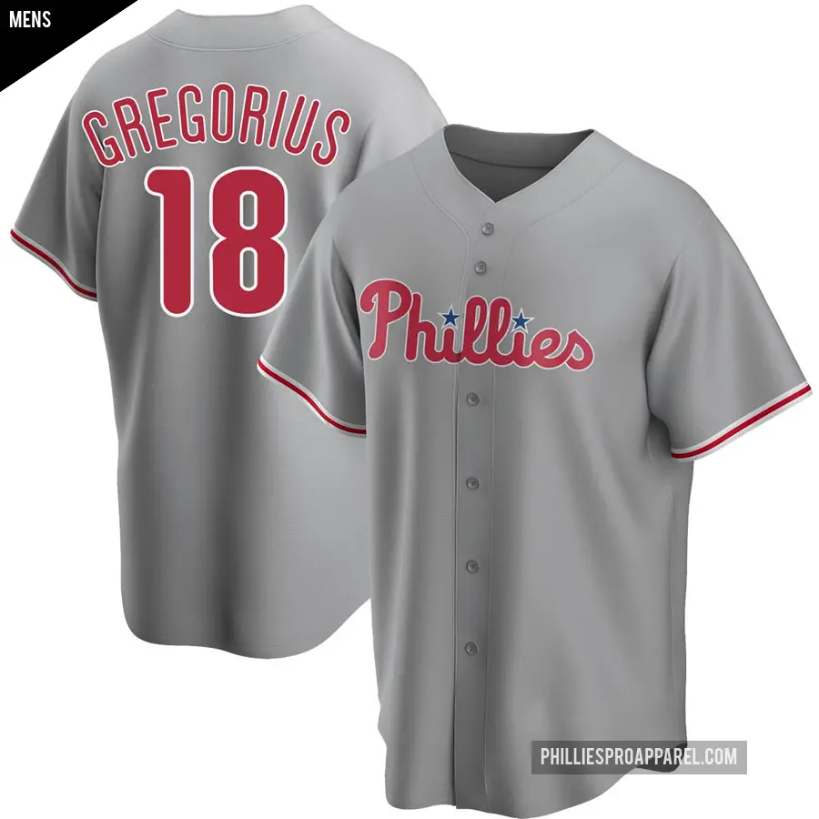 Men's Philadelphia Phillies ＃18 Didi Gregorius Replica Gray Road Jersey