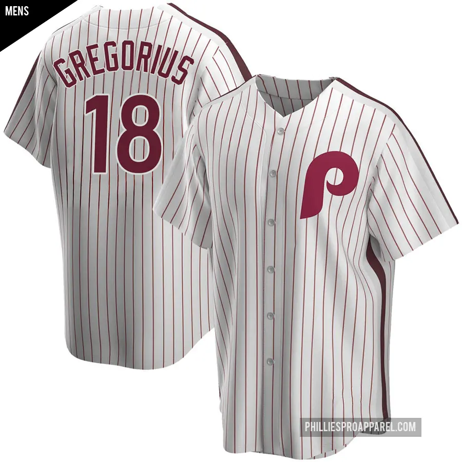 Men's Philadelphia Phillies ＃18 Didi Gregorius Replica White Home Cooperstown Collection Jersey