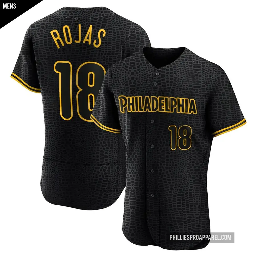 Men's Philadelphia Phillies ＃18 Johan Rojas Authentic Black Snake Skin City Jersey