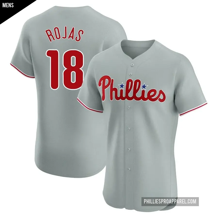 Men's Philadelphia Phillies ＃18 Johan Rojas Elite Gray Road Jersey