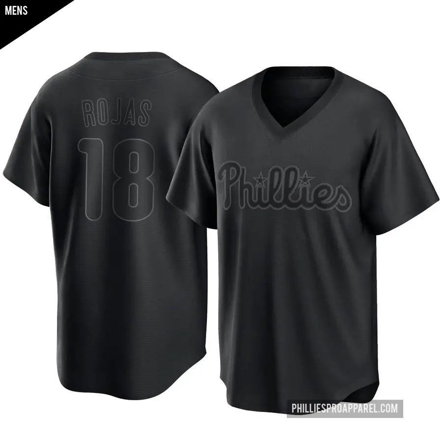 Men's Philadelphia Phillies ＃18 Johan Rojas Replica Black Pitch Fashion Jersey