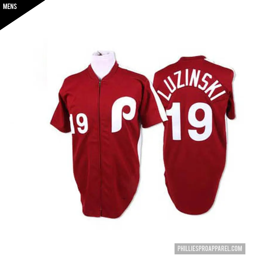 Men's Philadelphia Phillies ＃19 Greg Luzinski Authentic Red Throwback Jersey