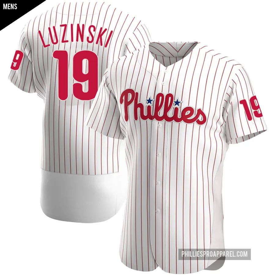 Men's Philadelphia Phillies ＃19 Greg Luzinski Authentic White Home Jersey