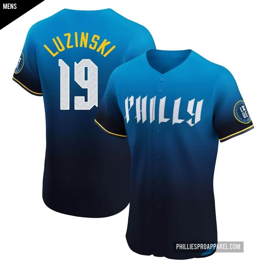 Men's Philadelphia Phillies ＃19 Greg Luzinski Elite Blue 2024 City Connect Jersey