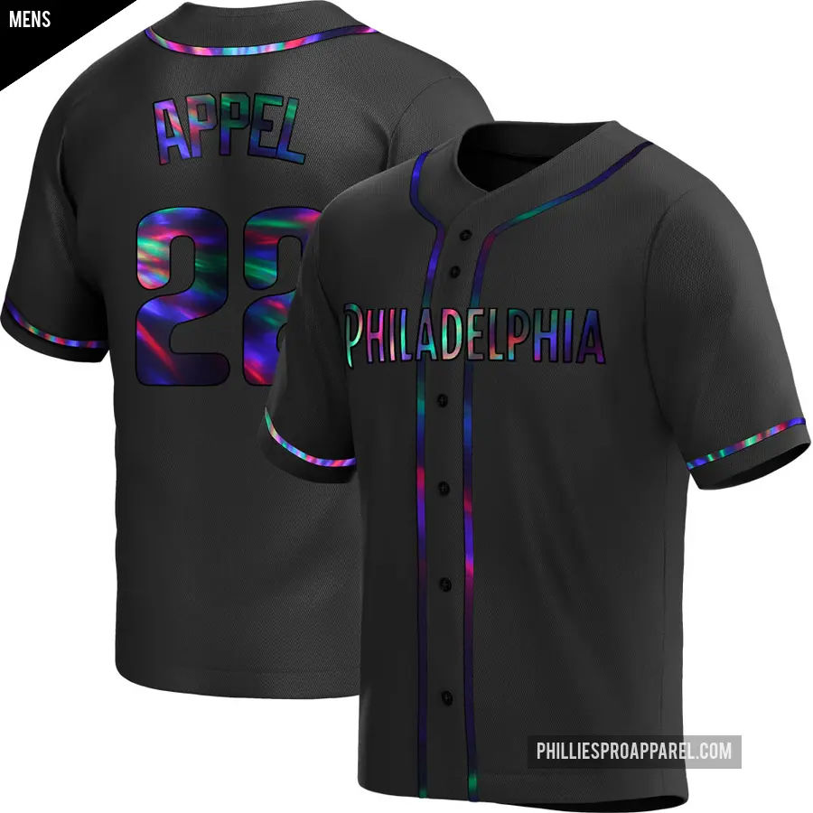 Men's Philadelphia Phillies ＃22 Mark Appel Replica Black Holographic Alternate Jersey