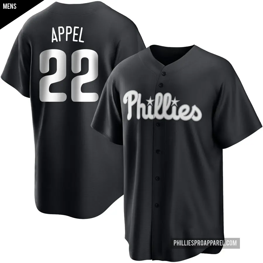 Men's Philadelphia Phillies ＃22 Mark Appel Replica Black/White Jersey