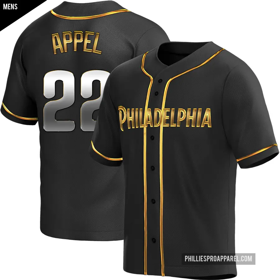 Men's Philadelphia Phillies ＃22 Mark Appel Replica Gold Black en Alternate Jersey