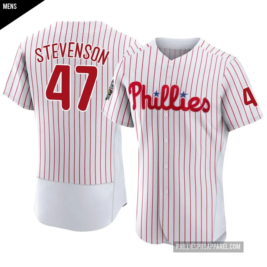 Men's Philadelphia Phillies ＃47 Cal Stevenson Authentic White 2022 World Series Home Jersey