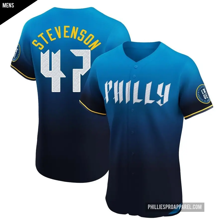 Men's Philadelphia Phillies ＃47 Cal Stevenson Elite Blue 2024 City Connect Jersey