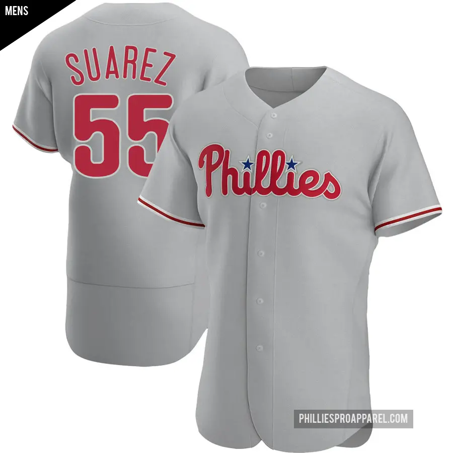 Men's Philadelphia Phillies ＃55 Ranger Suarez Authentic Gray Road Jersey