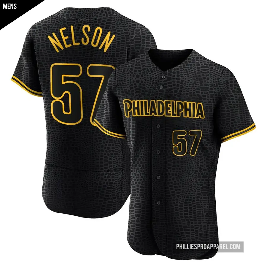 Men's Philadelphia Phillies ＃57 Nick Nelson Authentic Black Snake Skin City Jersey