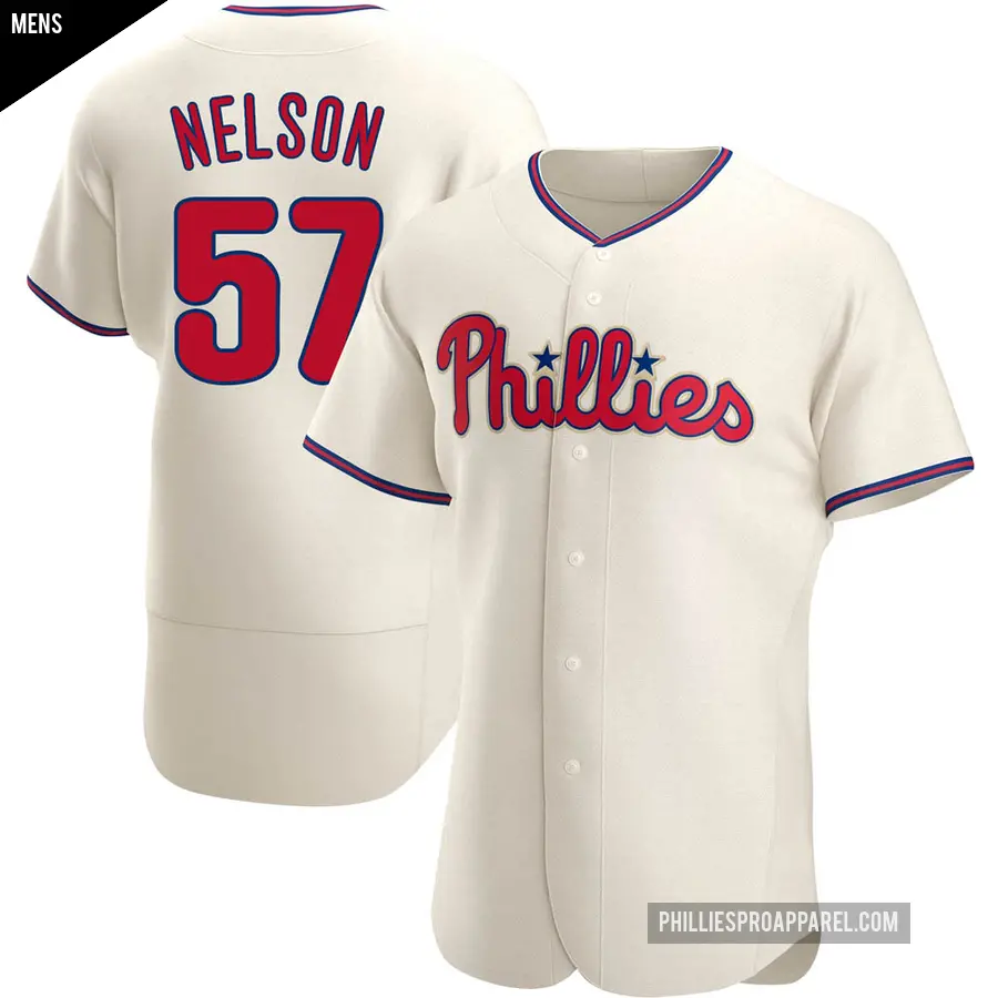 Men's Philadelphia Phillies ＃57 Nick Nelson Authentic Cream Alternate Jersey