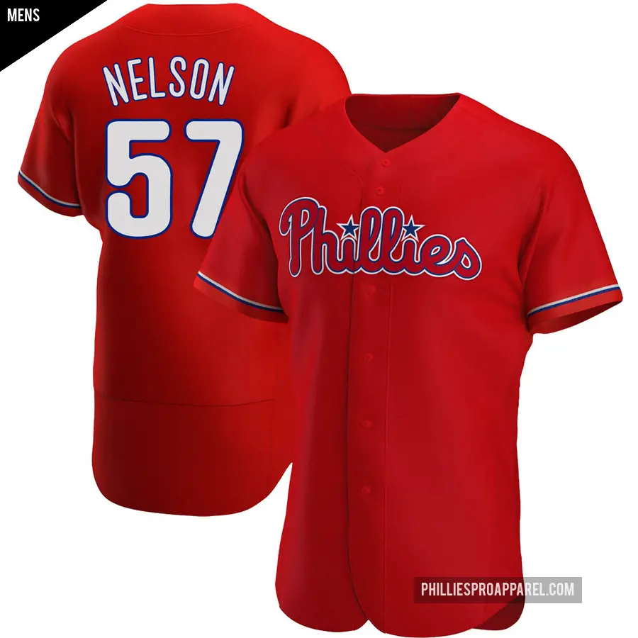 Men's Philadelphia Phillies ＃57 Nick Nelson Authentic Red Alternate Jersey