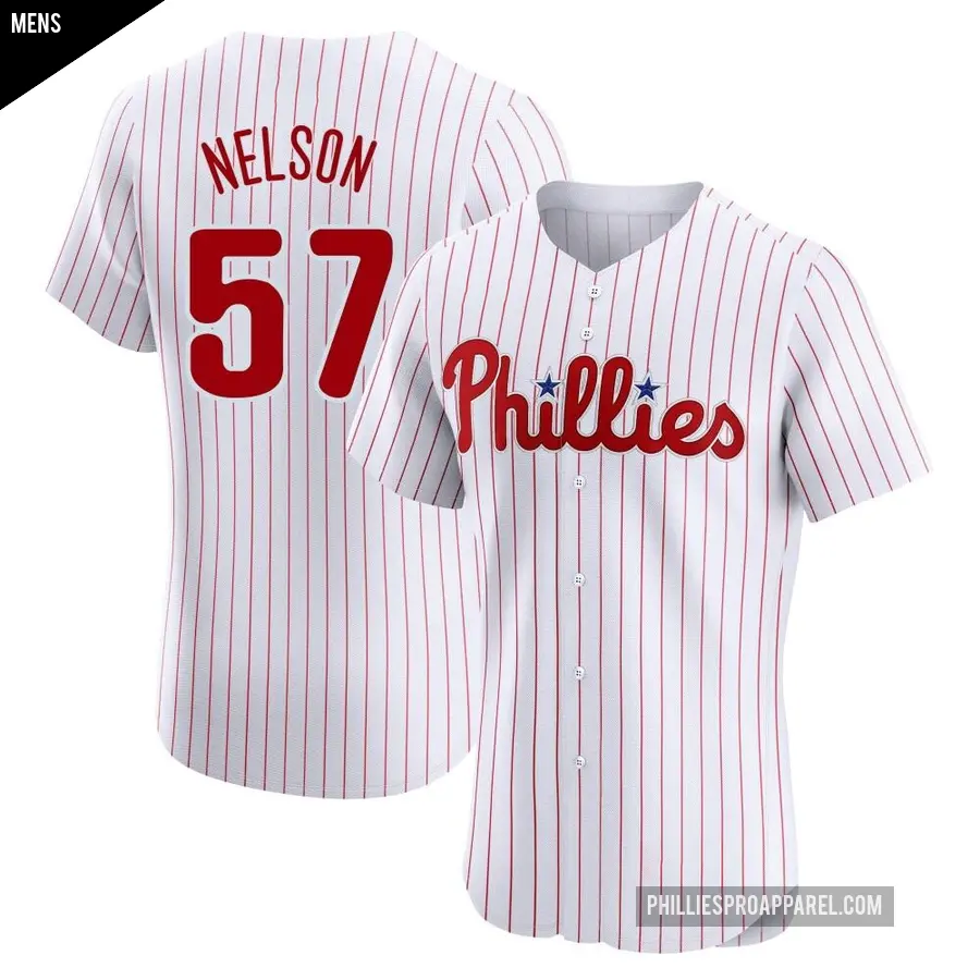 Men's Philadelphia Phillies ＃57 Nick Nelson Elite White Home Jersey