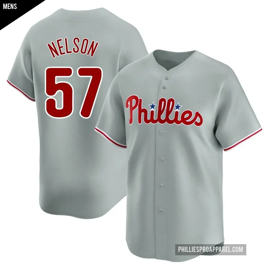 Men's Philadelphia Phillies ＃57 Nick Nelson Limited Gray Away Jersey