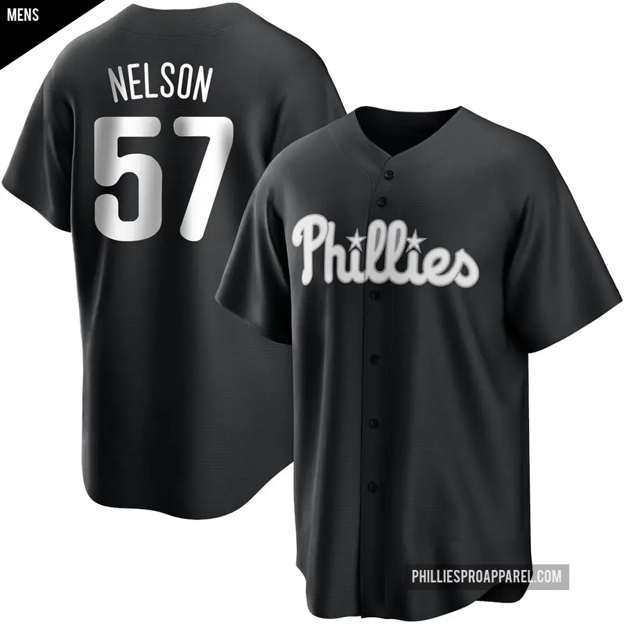 Men's Philadelphia Phillies ＃57 Nick Nelson Replica Black/White Jersey