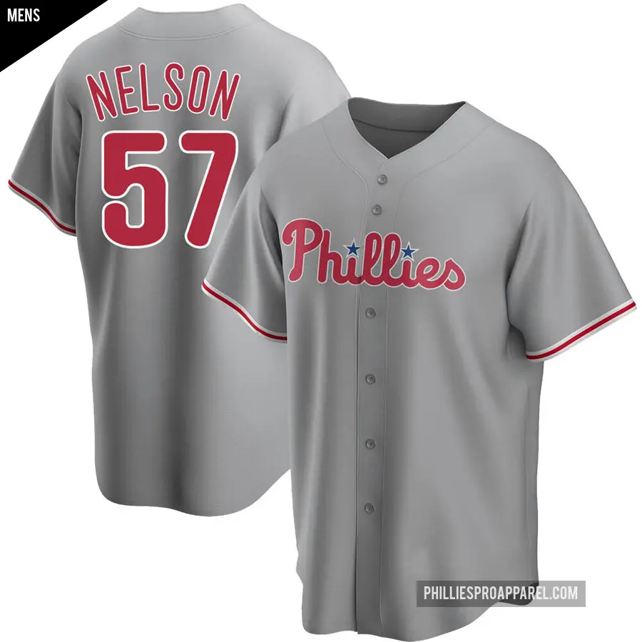 Men's Philadelphia Phillies ＃57 Nick Nelson Replica Gray Road Jersey