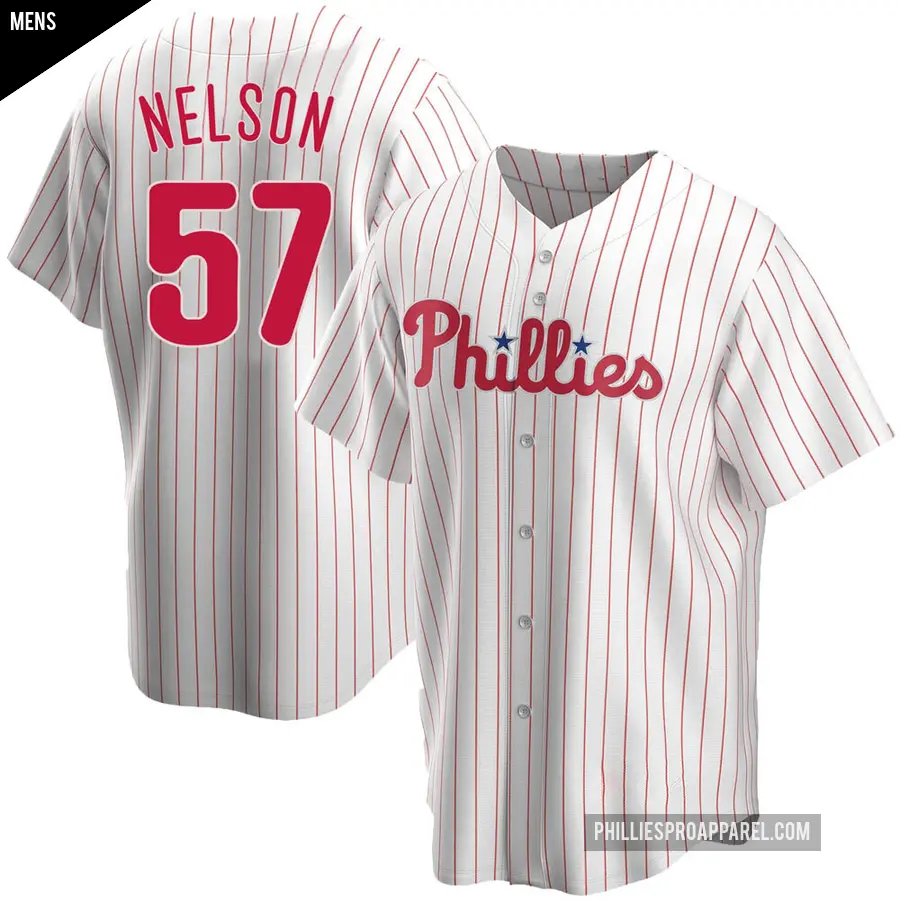 Men's Philadelphia Phillies ＃57 Nick Nelson Replica White Home Jersey