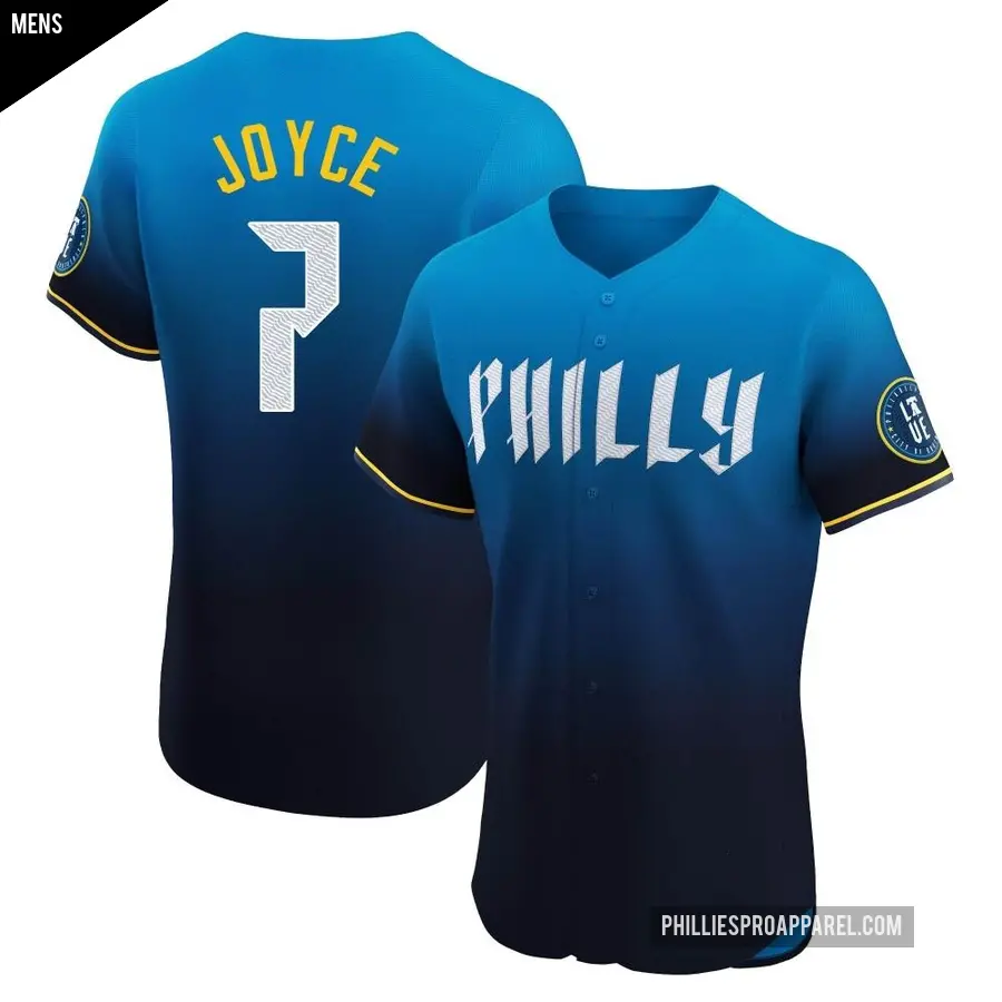 Men's Philadelphia Phillies ＃7 Matt Joyce Elite Blue 2024 City Connect Jersey