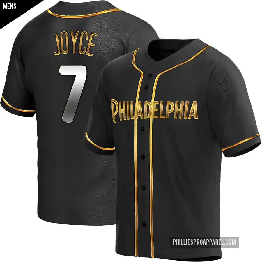 Men's Philadelphia Phillies ＃7 Matt Joyce Replica Gold Black en Alternate Jersey