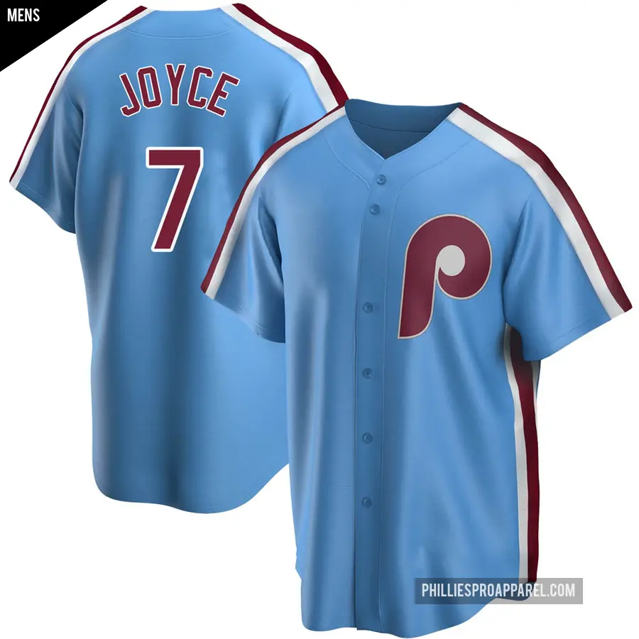 Men's Philadelphia Phillies ＃7 Matt Joyce Replica Light Blue Road Cooperstown Collection Jersey