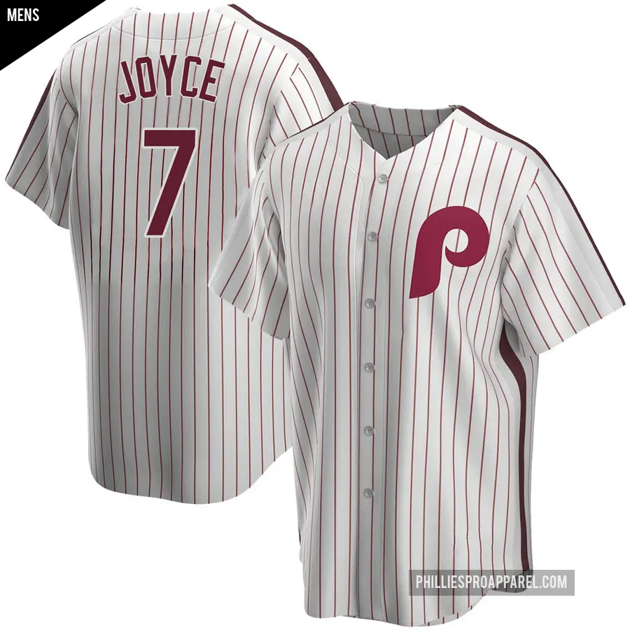 Men's Philadelphia Phillies ＃7 Matt Joyce Replica White Home Cooperstown Collection Jersey