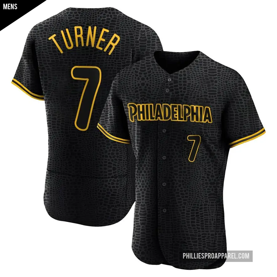 Men's Philadelphia Phillies ＃7 Trea Turner Authentic Black Snake Skin City Jersey