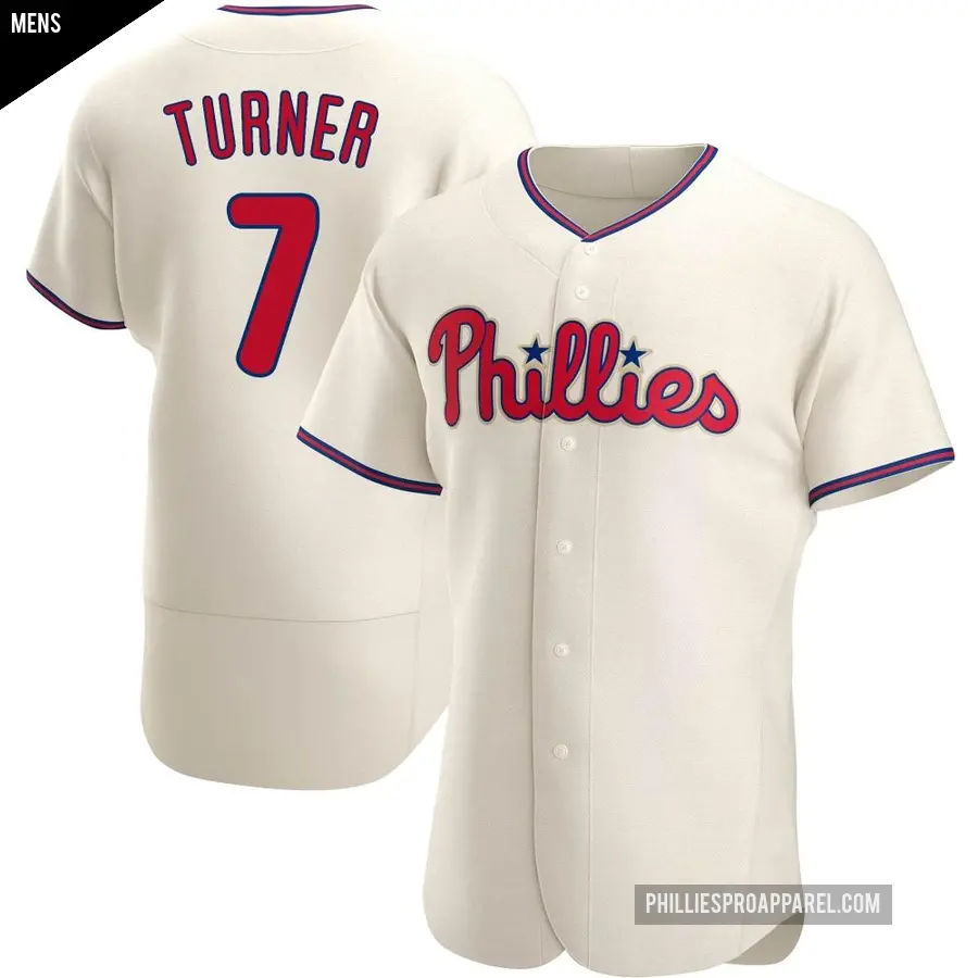 Men's Philadelphia Phillies ＃7 Trea Turner Authentic Cream Alternate Jersey