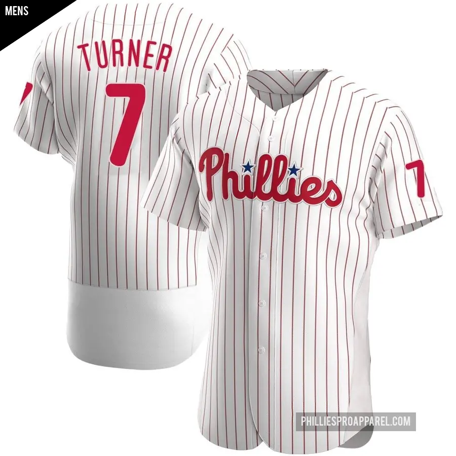 Men's Philadelphia Phillies ＃7 Trea Turner Authentic White Home Jersey