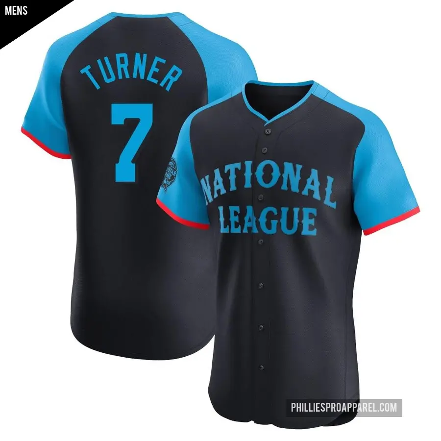 Men's Philadelphia Phillies ＃7 Trea Turner Elite Navy National League 2024 All-Star Game Jersey