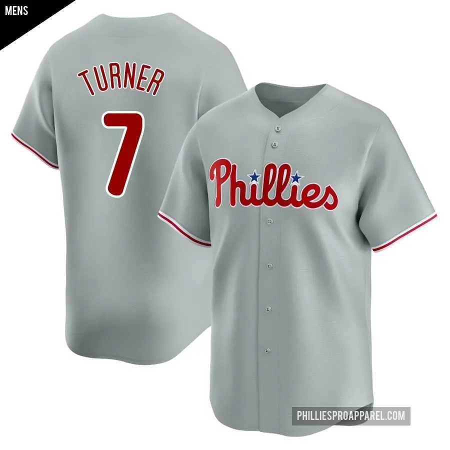 Men's Philadelphia Phillies ＃7 Trea Turner Limited Gray Away Jersey