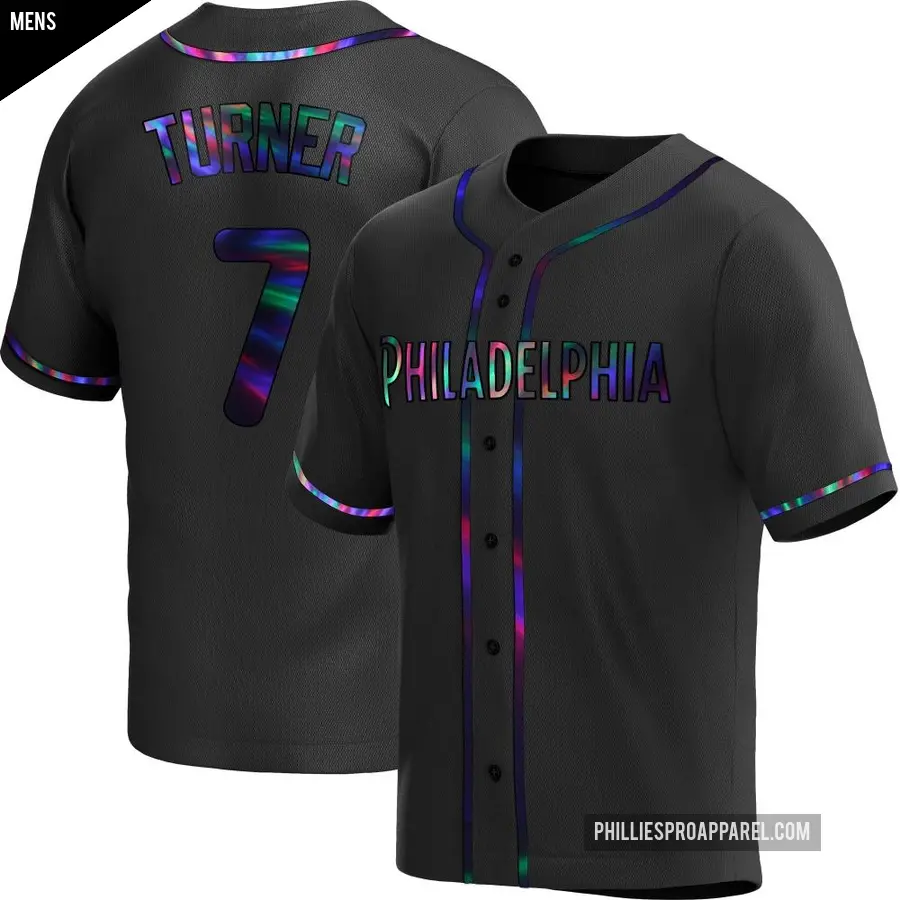 Men's Philadelphia Phillies ＃7 Trea Turner Replica Black Holographic Alternate Jersey