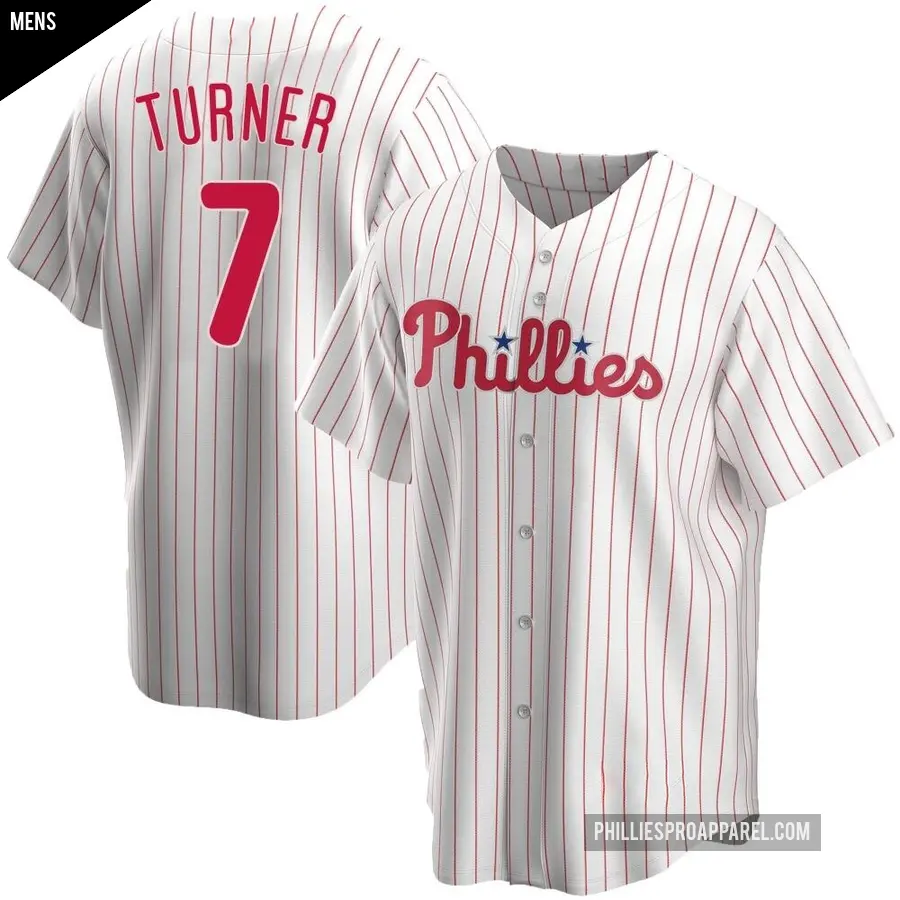 Men's Philadelphia Phillies ＃7 Trea Turner Replica White Home Jersey