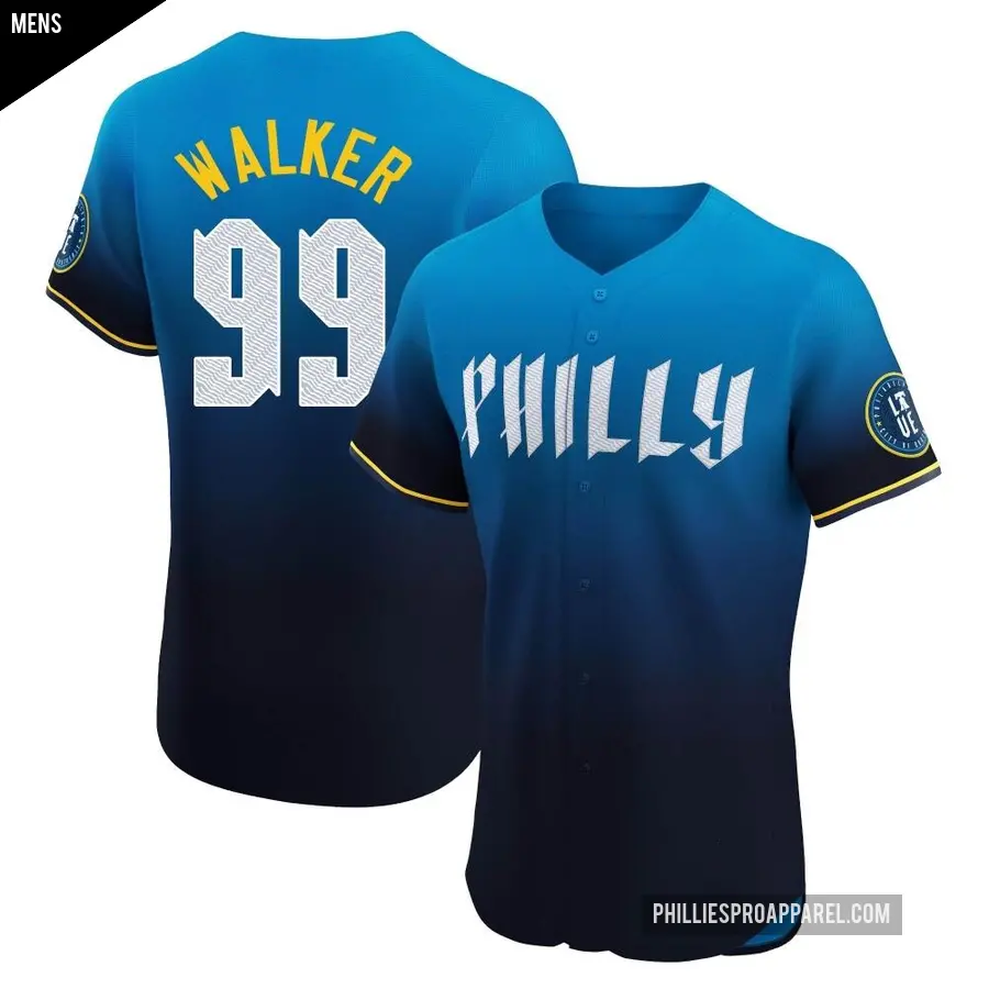 Men's Philadelphia Phillies ＃99 Taijuan Walker Elite Blue 2024 City Connect Jersey