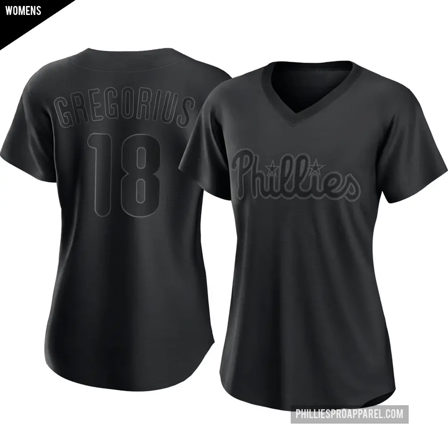 Women's Philadelphia Phillies ＃18 Didi Gregorius Authentic Black Pitch Fashion Jersey