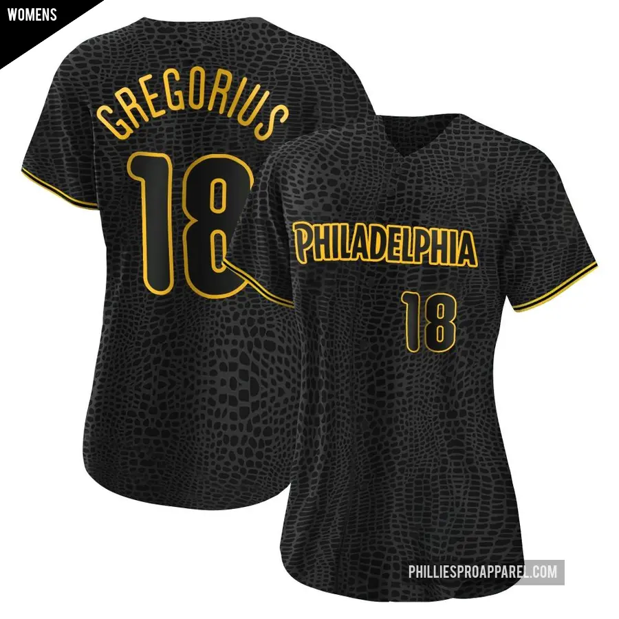 Women's Philadelphia Phillies ＃18 Didi Gregorius Authentic Black Snake Skin City Jersey