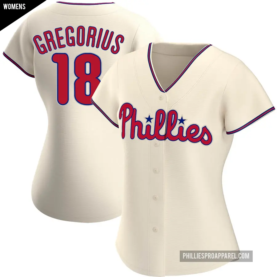 Women's Philadelphia Phillies ＃18 Didi Gregorius Authentic Cream Alternate Jersey