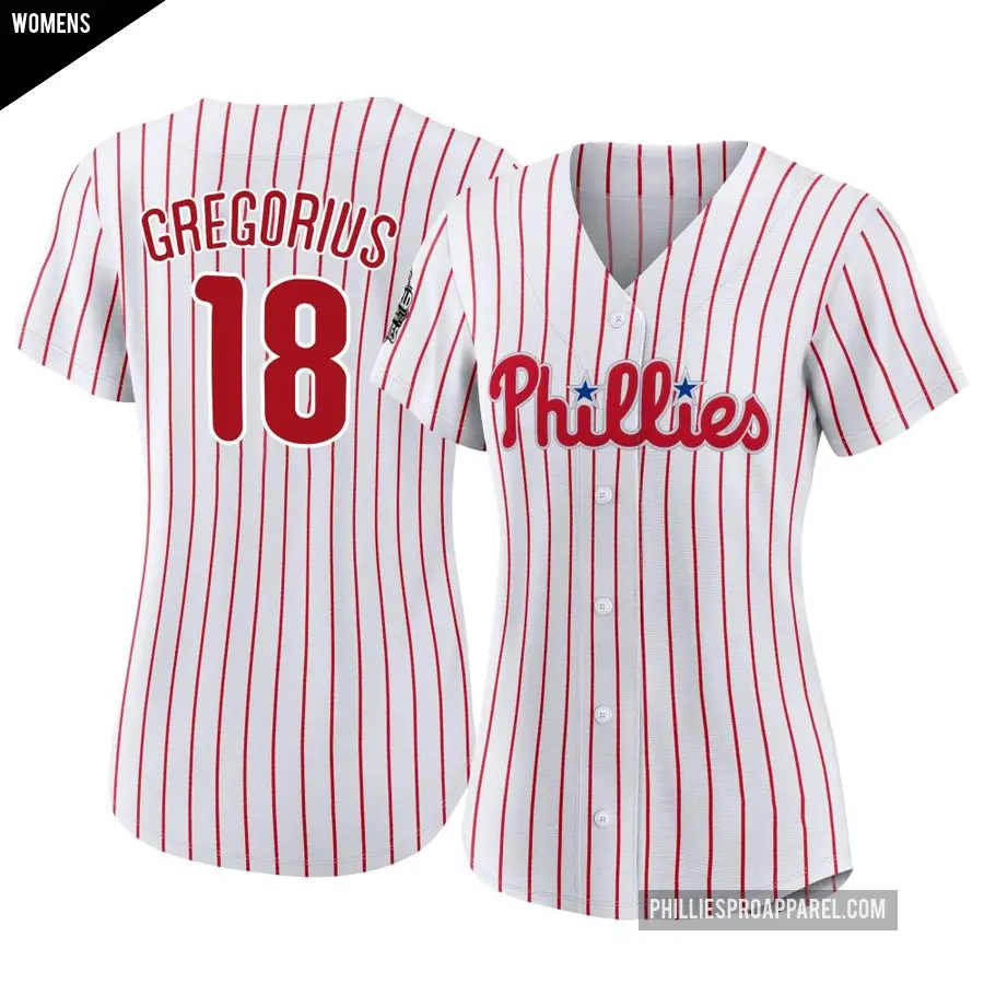 Women's Philadelphia Phillies ＃18 Didi Gregorius Authentic White 2022 World Series Home Jersey