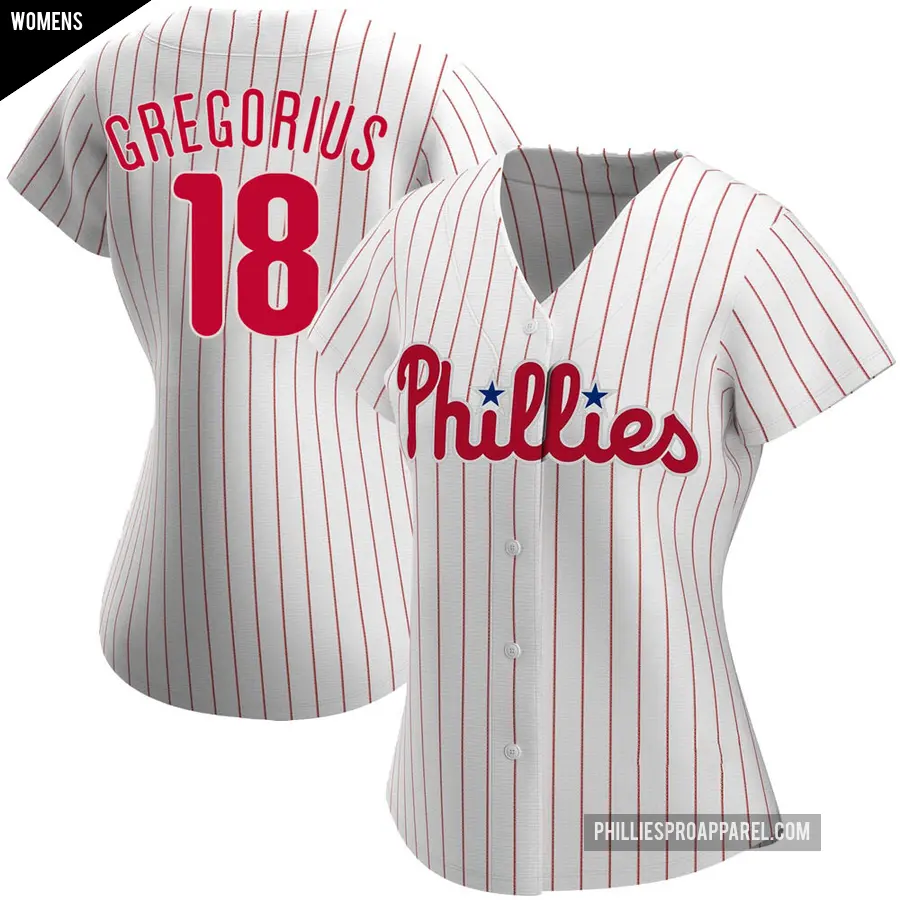 Women's Philadelphia Phillies ＃18 Didi Gregorius Authentic White Home Jersey