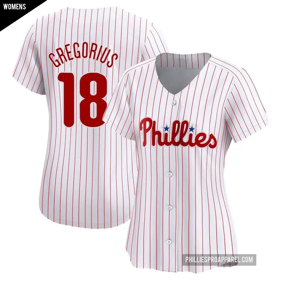 Women's Philadelphia Phillies ＃18 Didi Gregorius Limited White Home Jersey