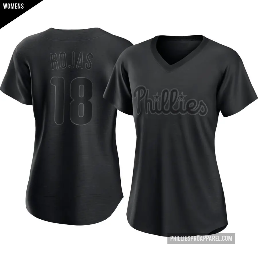 Women's Philadelphia Phillies ＃18 Johan Rojas Authentic Black Pitch Fashion Jersey