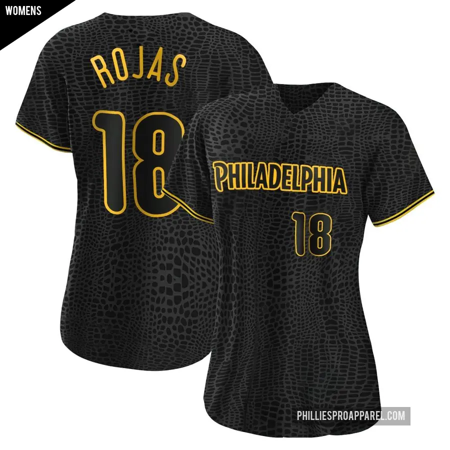 Women's Philadelphia Phillies ＃18 Johan Rojas Authentic Black Snake Skin City Jersey